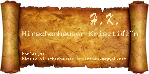 Hirschenhauser Krisztián névjegykártya